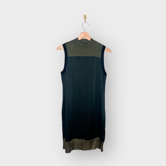 RAG & BONE Vivienne Color Block Mock Neck Dress Black & Green (Sz S) - Picture 2 of 9
